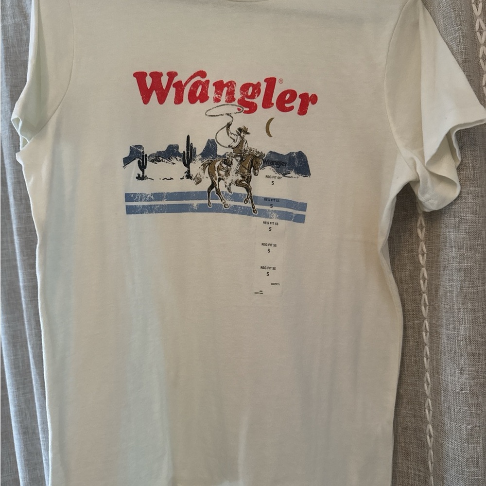 Wrangler Cream Short Sleeve Tee with Western Graphic